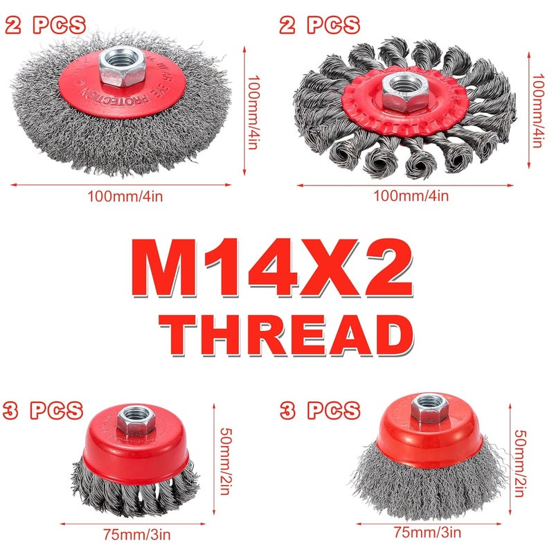 Idong 10 Pack Wire Wheels for Angle Grinder, 4 Inch Wire Wheel Brush for Angle Grinder, Knotted Coarse Crimped Wheels with M14 Thread Arbor, Cup Brush for Removing Rust, Corrosion, Paint - Image 2